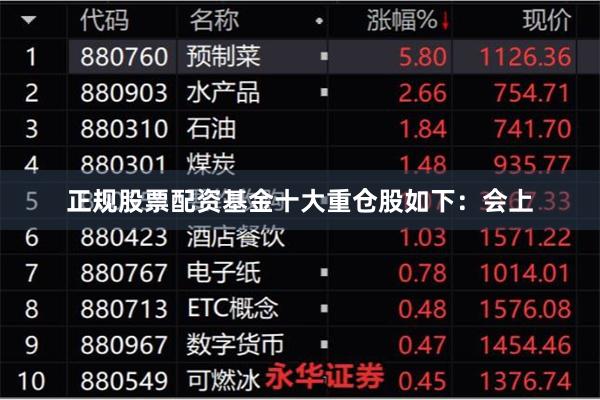 正规股票配资基金十大重仓股如下：会上